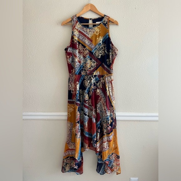 Laundry By Shelli Segal Dresses & Skirts - Laundry by Shelli Segal Scarf Print Asymmetric Dress 12 Runs Small Boho Patch